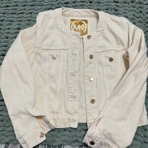 Michael Kors Cream Denim Jacket | Cropped | Distressed Detail | Chic ⭐️